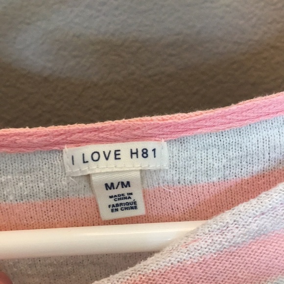 Black lace top by Forever 21 & Gray & pink stripes - Picture 7 of 8